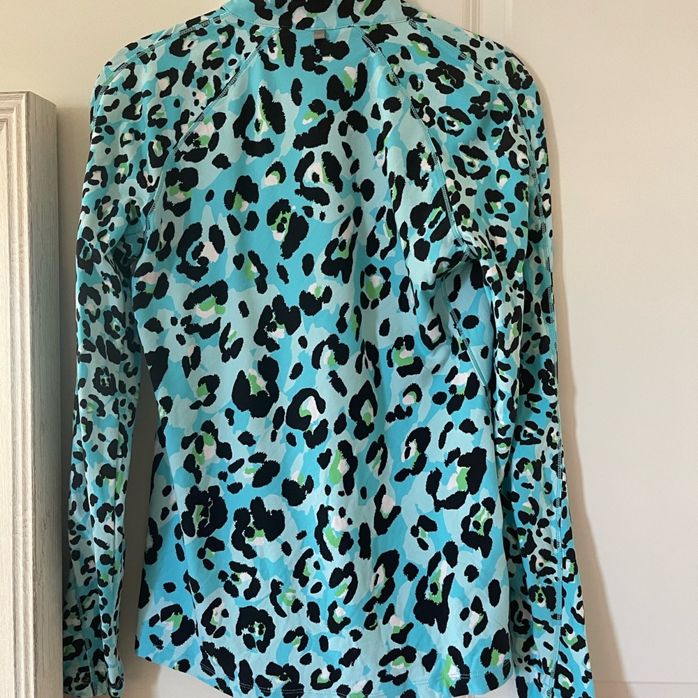 Lorna Jane Turquoise and black leopard print zip up - Picture 2 of 6